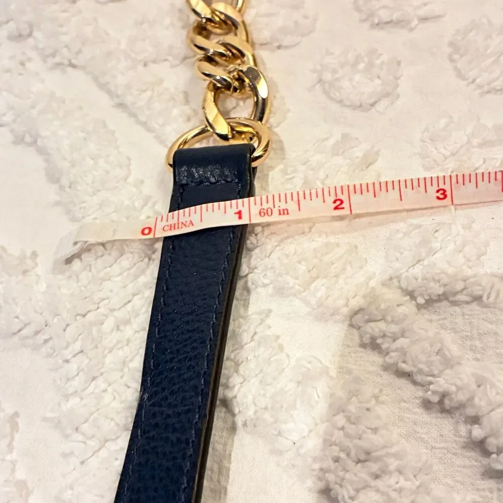 Michael Kors Navy Blue Pebbled Leather & Chain Replacement Handbag Strap